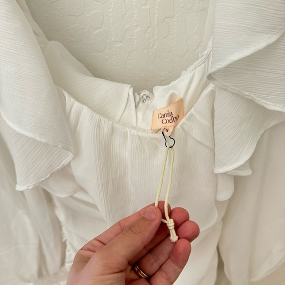 REVOLVE Camila Coelho Valerie Mini Dress XS White Ruffle Bodycon - Picture 3 of 5